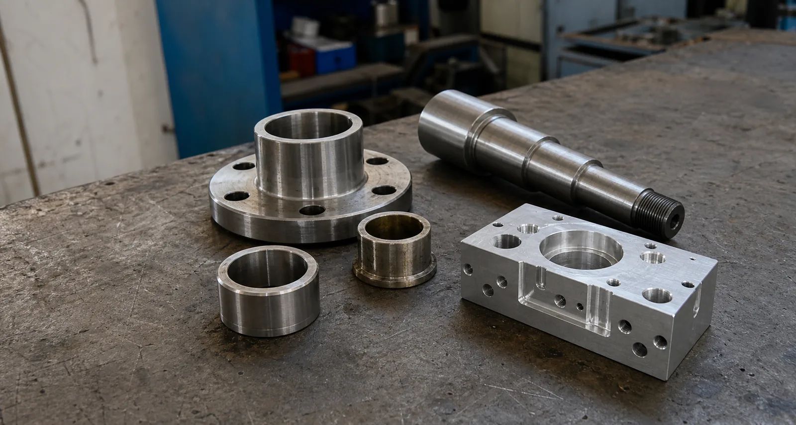 Representative custom metal components manufactured to different drawings and interface requirements